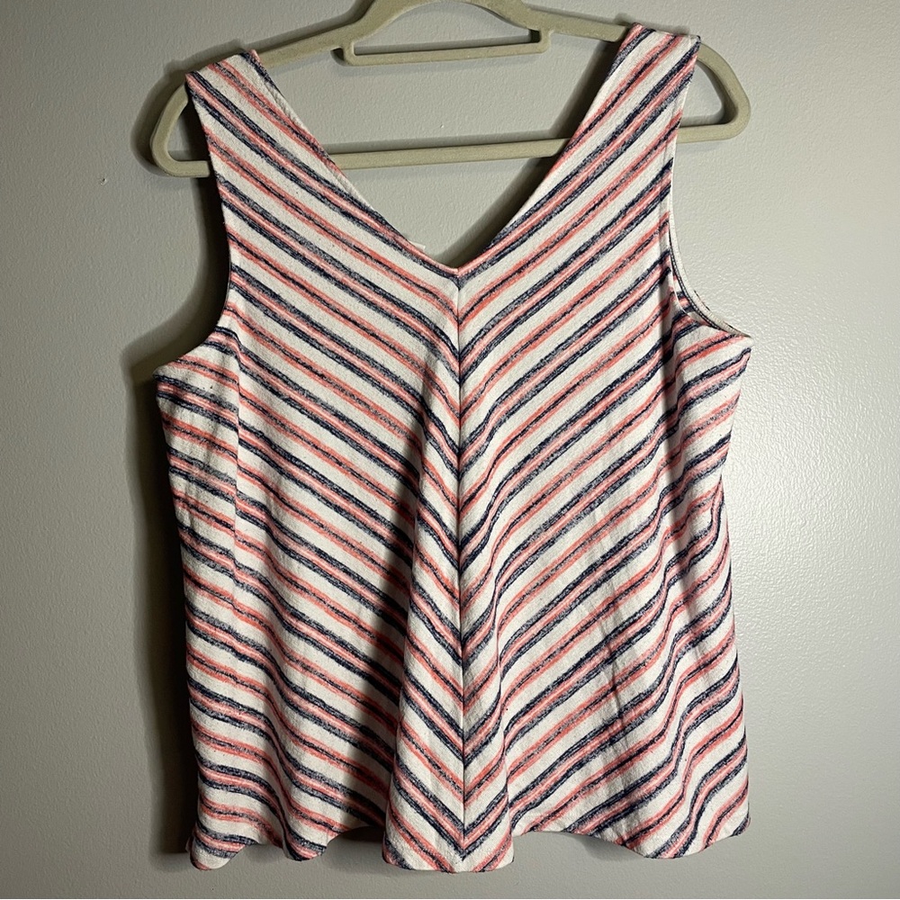 GAP SZ/Large Womens Sleeveless Striped Tank Multi Color V-Neck Loose Fit Top. - Picture 7 of 7